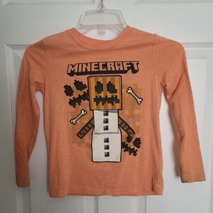 Kids Minecraft Pumpkin Head Orange Long Sleeve Shirt